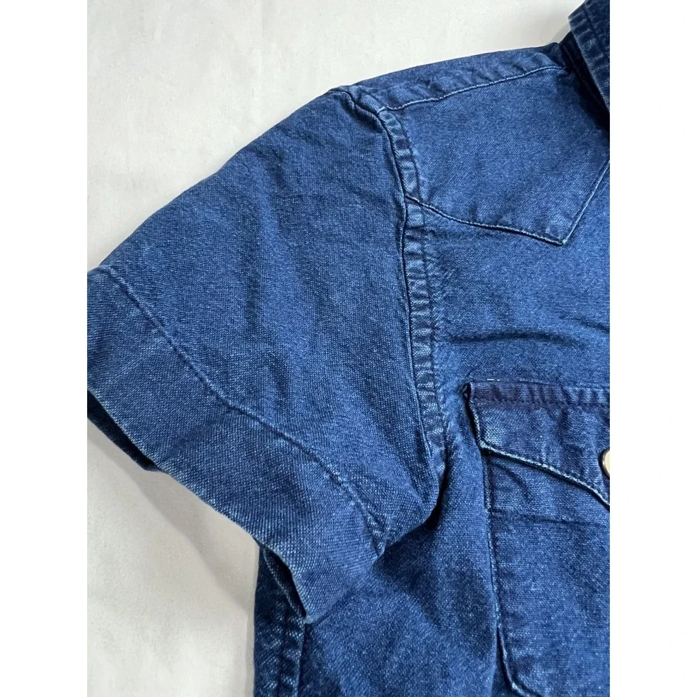 Polo Ralph‎ Lauren Western Denim Shirt Kids 6 Blue Short Sleeve Pearl Snap PA51
